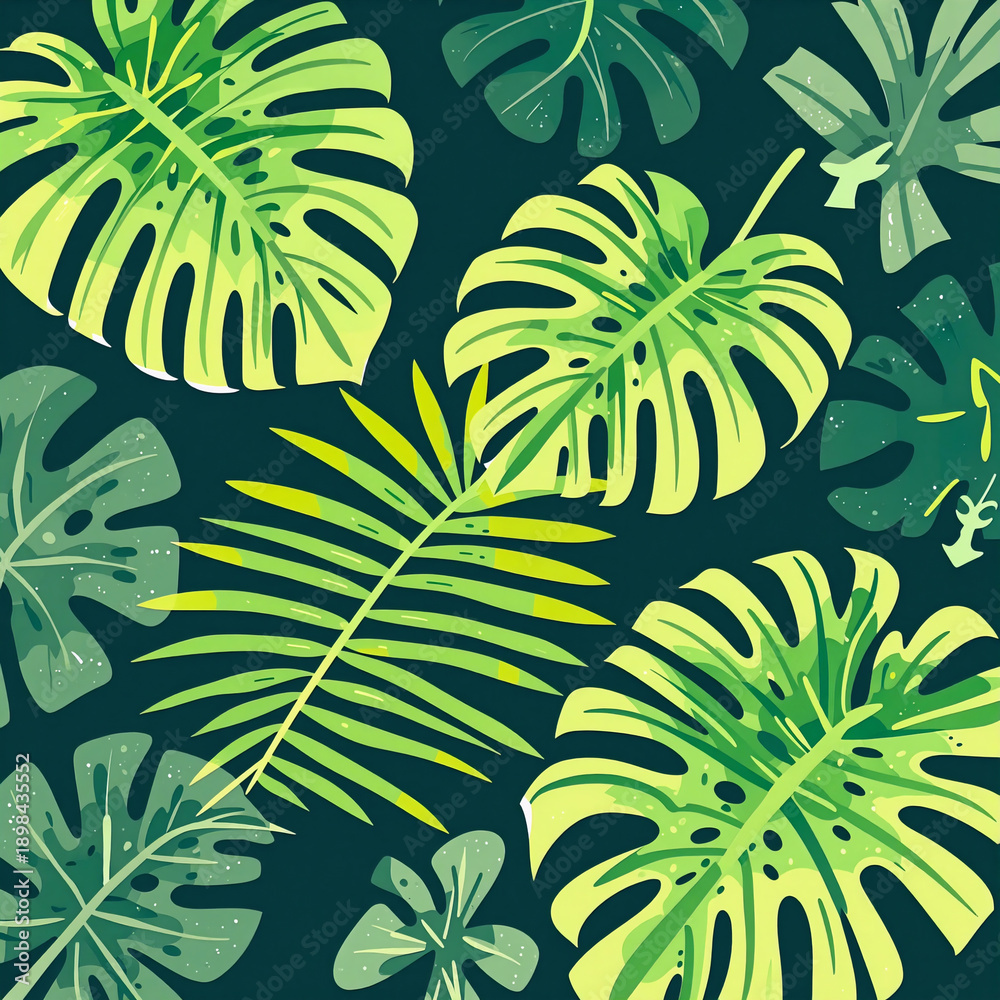 Naklejka premium A tropical, nature-inspired background with lush greenery or floral patterns