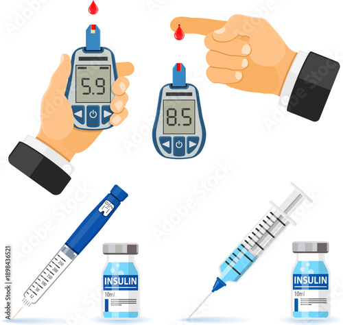 Diabetes Banners with Glucometer Syringe