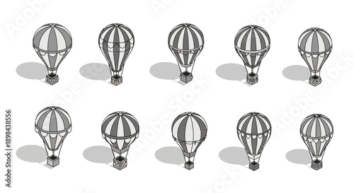 Collection of Hot Air Balloons in Flight.