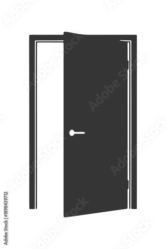 少し開いたモダンなドアのシルエットアイコン