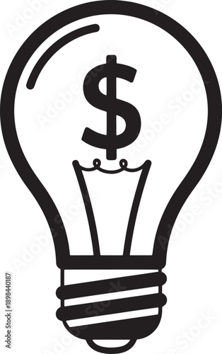 Financial Idea Icon – Light Bulb with Dollar Sign Vector