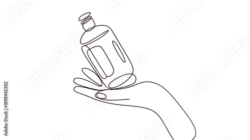 Line art illustration of a salad in a bowl with a fork