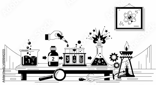 Laboratory Equipment and Scientific Instruments on Table.