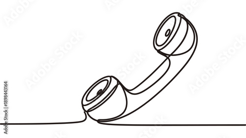 Minimalist line drawing of a classic telephone handset on white background