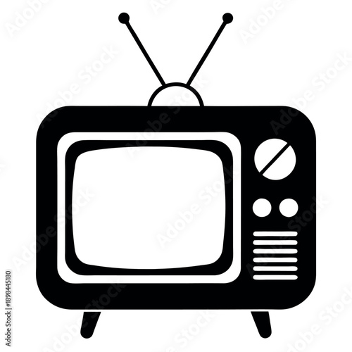 A minimalist-black-and-white-illustration  retro tv vector illustration