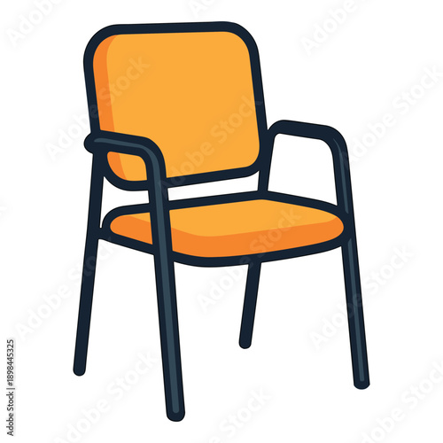Orange chair with armrests flat vector illustration