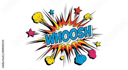 cartoon comic explosion with whoosh text