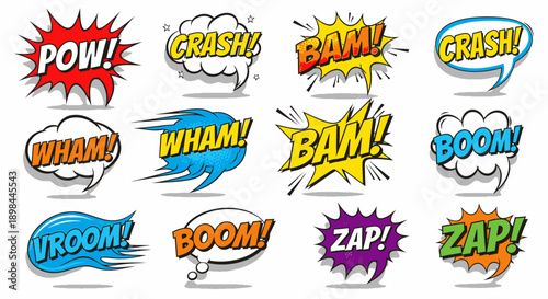 colorful comic book sound effects