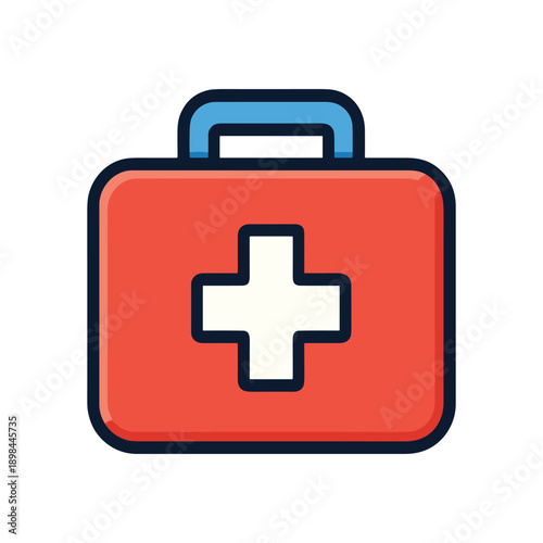 Medical First Aid Kit Icon with Handle