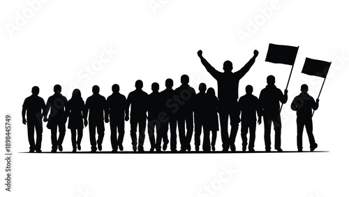 A diverse group of people standing together in unity and solidarity. Vector