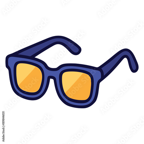 Blue frame sunglasses with orange lenses flat vector
