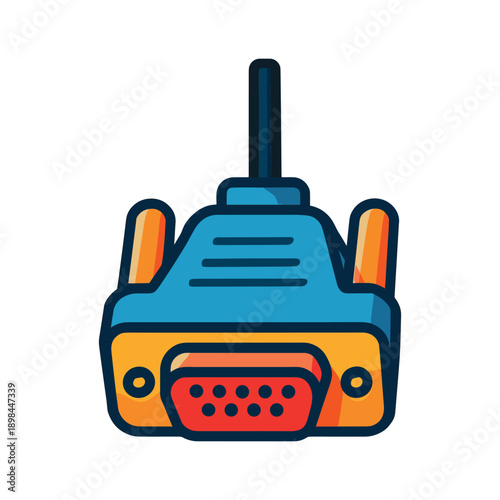 Computer Serial Port Connector Flat Vector