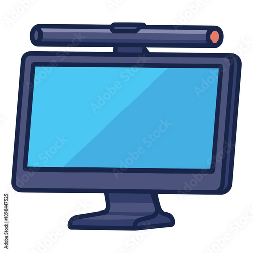 Computer monitor with webcam flat vector illustration