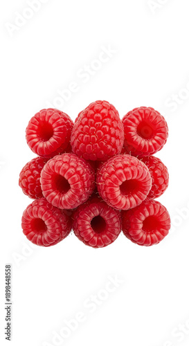 Fresh raspberries, heap of red berries, for food or dessert mockup, Isolated on transparent background, png