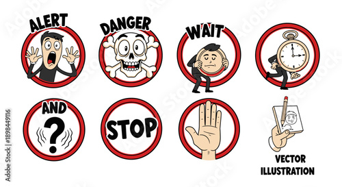 vector illustration of warning signs