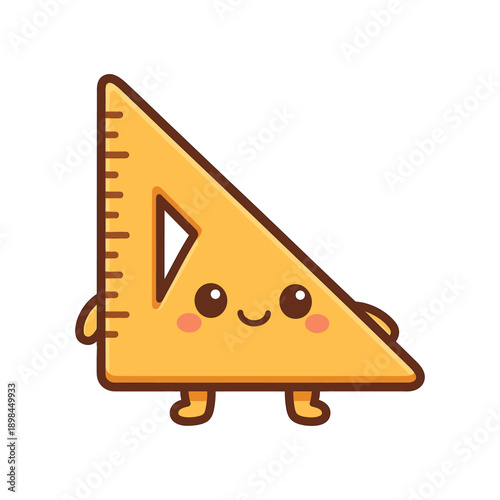 Cute smiling cartoon triangular ruler character