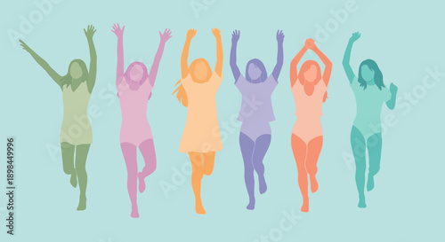 Group of women practicing yoga together in harmony.