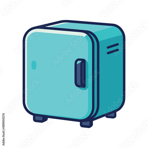 Blue Mini Fridge Appliance Flat Vector