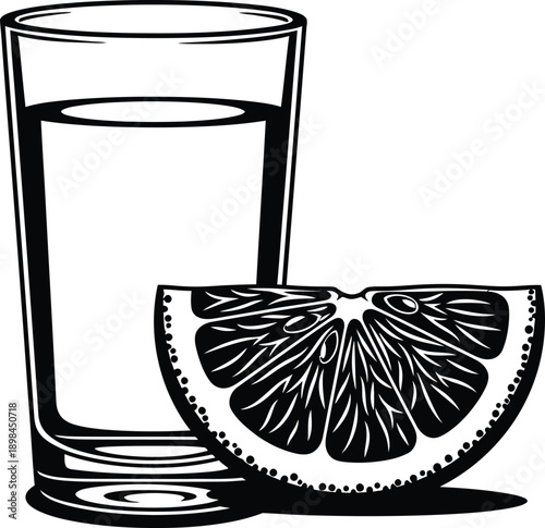 Glass of Water and Citrus Slice