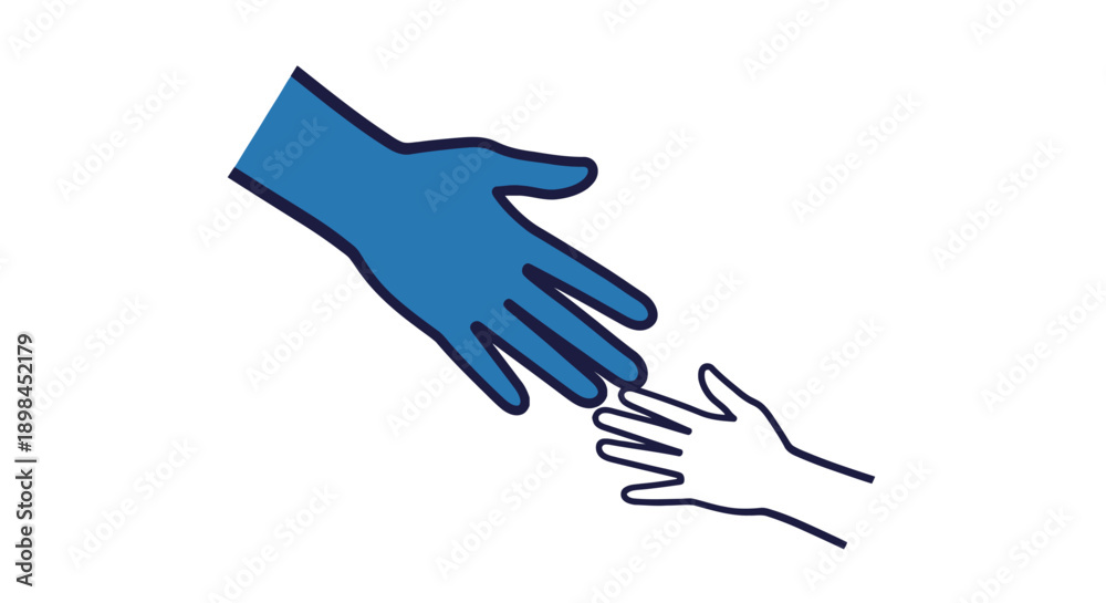 Obraz premium Adult and child hands reaching out, symbolizing help and connection