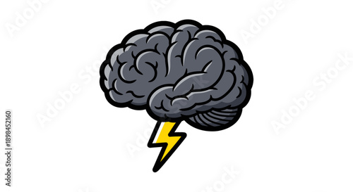 Dynamic brain with lightning bolt symbolizing powerful ideas