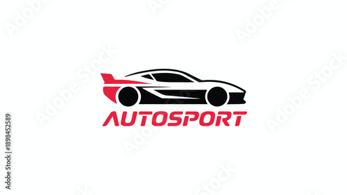 Dynamic Autosport Logo with Racing Car Silhouette and Speed Motion Graphics.