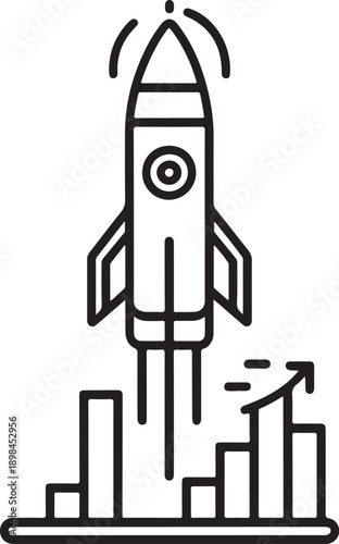 Minimal silhouette style vector startup rocket logo design featuring clean black shapes, simple dynamic line art, modern minimalist innovation icon ideal for tech startups, business growth branding, d