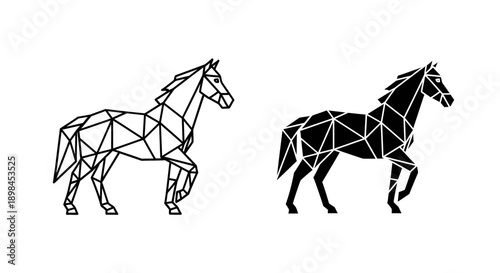 Geometric polygonal horse icon, abstract low poly animal art, modern vector design
