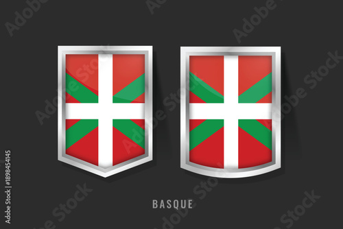 Vector Illustration of Basque Label Logo. Basque Badge Sign Basque With Flag,Basque Product Label Banners Template