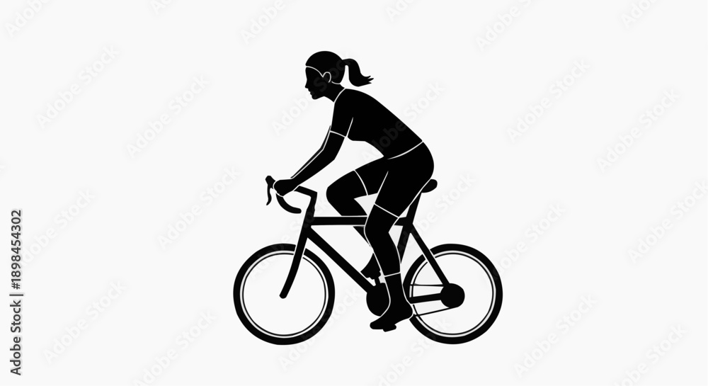 Obraz premium Silhouette of a cyclist riding a bicycle in a leaning position with curved handlebars