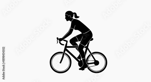 Silhouette of a cyclist riding a bicycle in a leaning position with curved handlebars