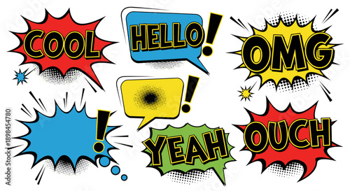 comic speech bubbles, chat words