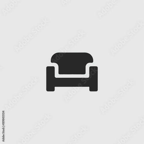 Minimalist Silhouette Icon of a Modern Upholstered Armchair.