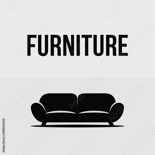Minimalist Furniture Logo with Couch Silhouette and Bold Typography.