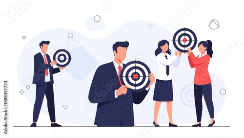 Business Team Achieving Goals with Targets