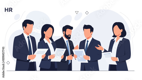 Diverse Business Team Discussing Documents - HR Meeting Concept