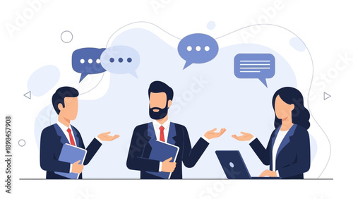 Business meeting with colleagues discussing ideas, communication concept