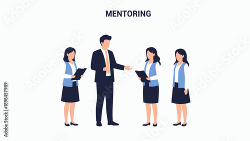 Business Mentoring: Experienced Man Guides Young Professionals in Meeting