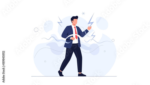 Businessman with electric power, creativity and inspiration concept