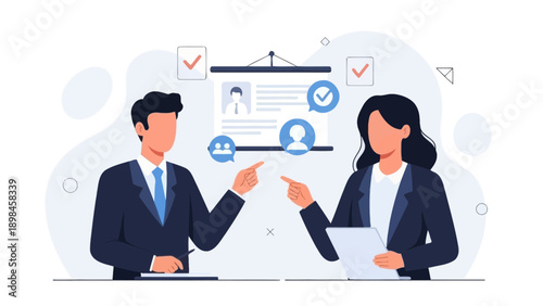 Business Meeting: Interviewing Candidate, HR Professionals Discussing Resume