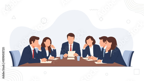 Business Meeting: Diverse Team Discussing Strategy Around Conference Table
