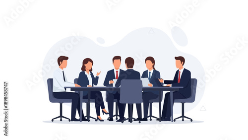 Diverse business team meeting around a conference table, discussing strategy