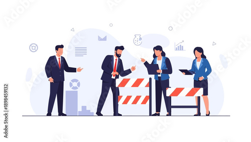 Business Team Facing Obstacles and Finding Solutions