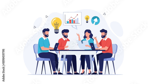 Teamwork meeting, business strategy, brainstorming, idea generation, collaboration, success