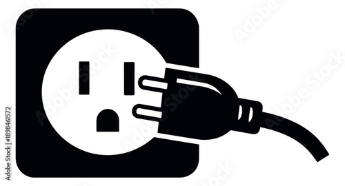 Iconic illustration of an electrical outlet and plug depicting a power connection for energy supply concepts