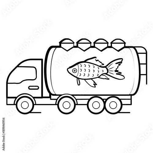 Cold Chain Seafood Transport concept, Fishery Logistics and Distribution vector icon design, Aquaculture and aquafarming stock illustration