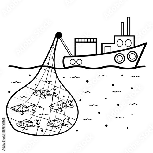 Commercial Fishing Operations concept, Fresh Catch from the Ocean vector icon design, Aquaculture and aquafarming stock illustration