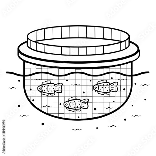 Live Fish Storage Tank concept, Fish Quality Monitoring Container vector icon design, Aquaculture and aquafarming stock illustration