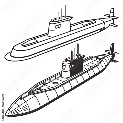 Advanced submarine with detailed decks and conning towers