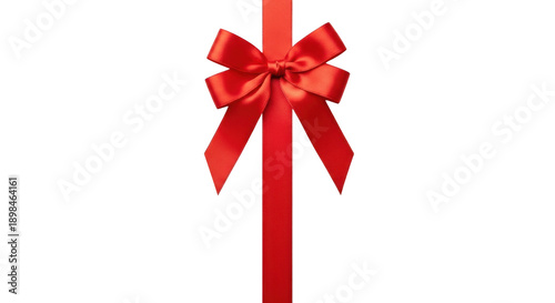 Vertical red ribbon bow, a clean and simple accent for celebratory designs